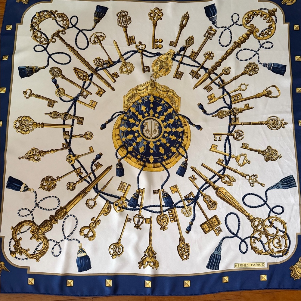 Hermès Les Cles Key Silk Scarf.